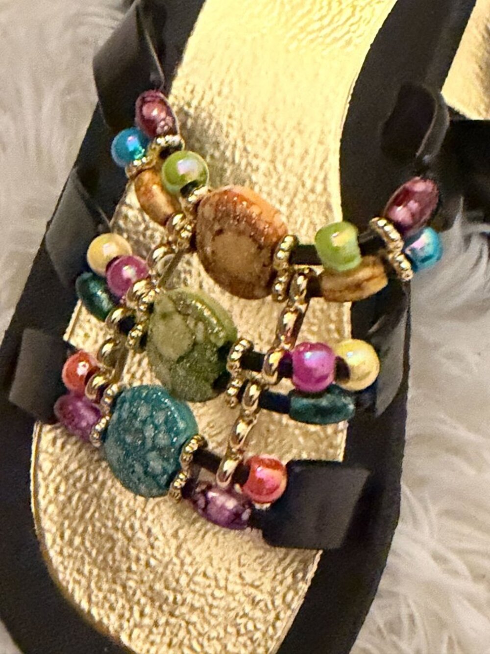Grandco Mystical Slide Womens Jeweled Beaded Sandal Size 8 - Picture 3 of 7